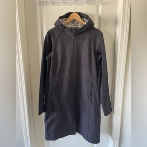 Lululemon Apres Yoga Logo Print Sports Lining Jacket Rain Coat Hood Zip Size 12